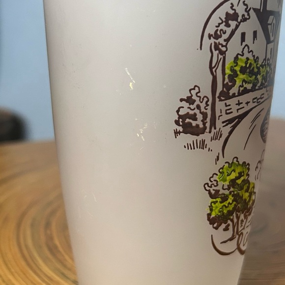 Currier and Ives Brown frosted glass vintage 12oz tumbler - Picture 3 of 6